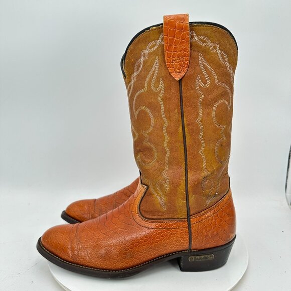 Laredo Men Size 10D 91490 Brown Two Color Leather Rodeo Cowboy Western Boot - Picture 1 of 14